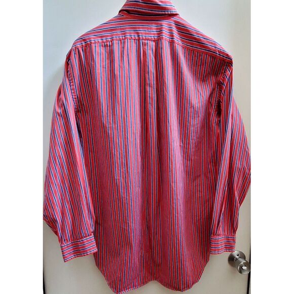 Ralph Lauren Stripe Red/Blue/White Long Sleeve Button Up Classic Fit Pony Front - Picture 4 of 10